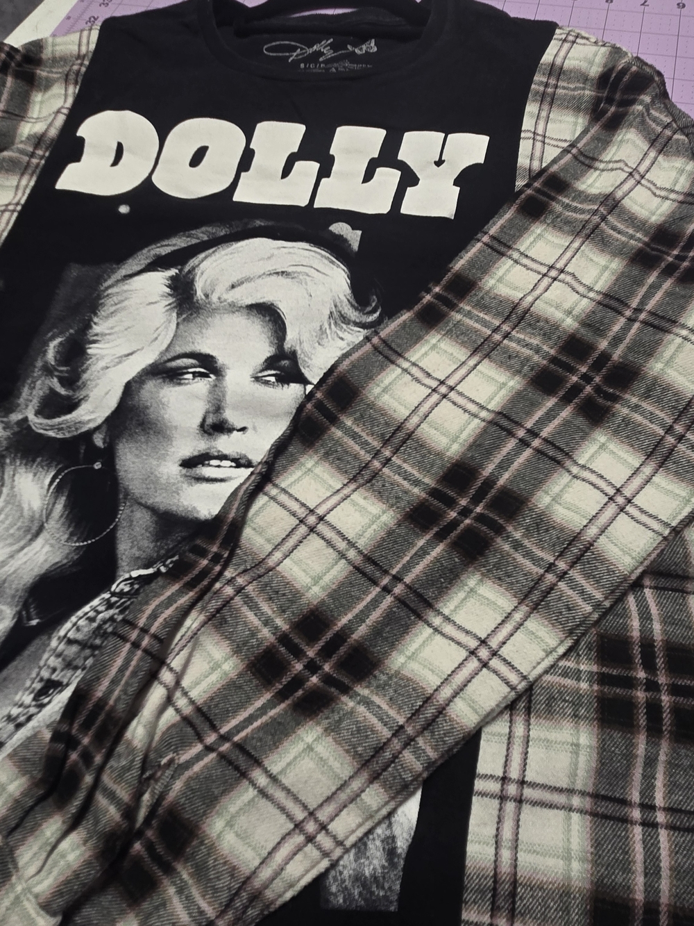 Dolly Parton One-of-a-Kind Upcycled Flannel Sleeve Shirt - Picture 10 of 14